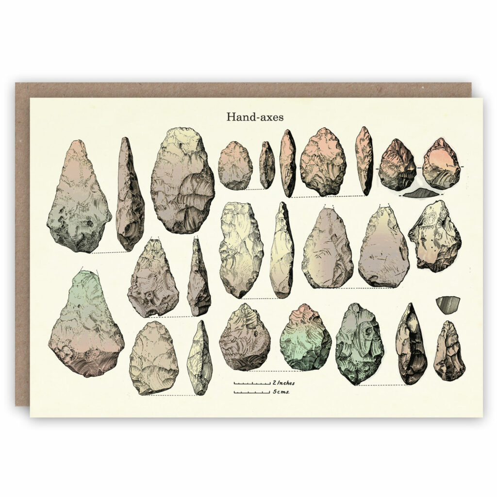 Greeting card showing flint tools