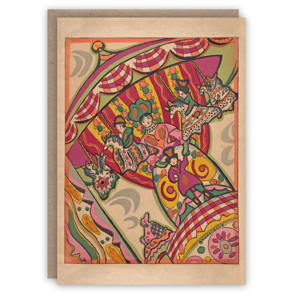 Merry-go-round greeting card from the Chauve-Souris of Moscow circus