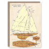 Greeting card illustrating parts of a sailboat