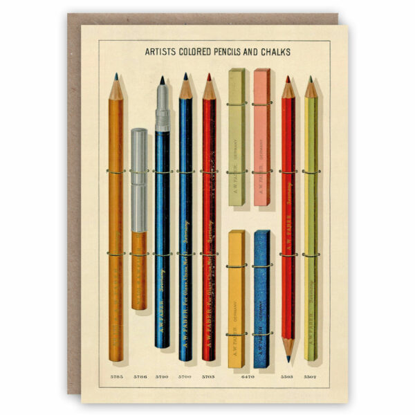 Greeting card illustrating artists' pencils