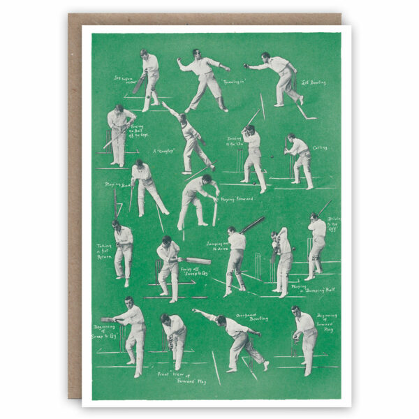 Greeting card illustrating cricket techniques