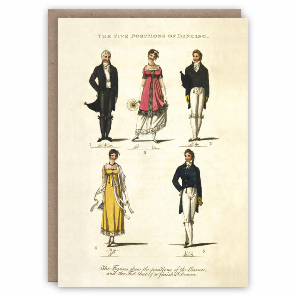 Greeting card illustrating historical dance steps