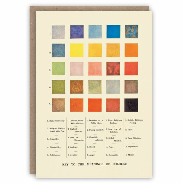 Greeting card illustrating meanings of colours