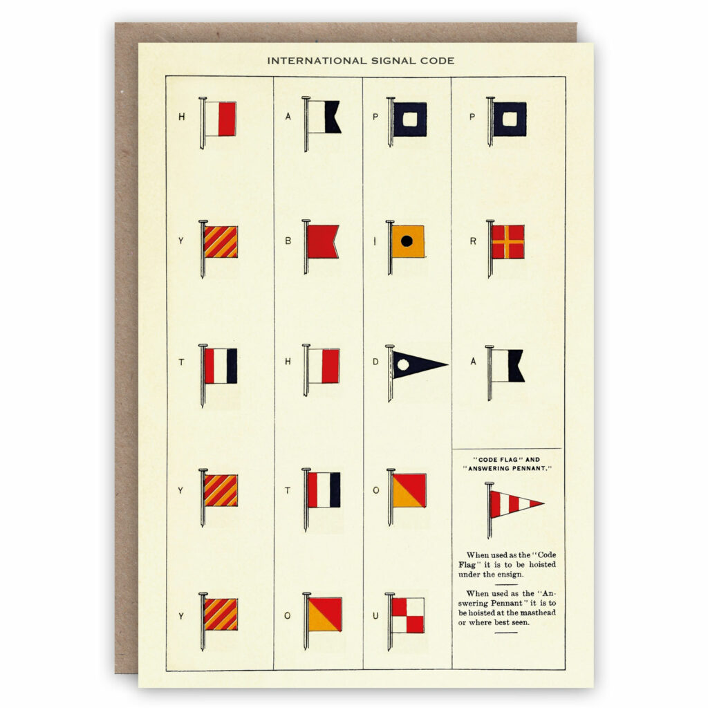 Greeting card of a semaphore message signalling happy birthday