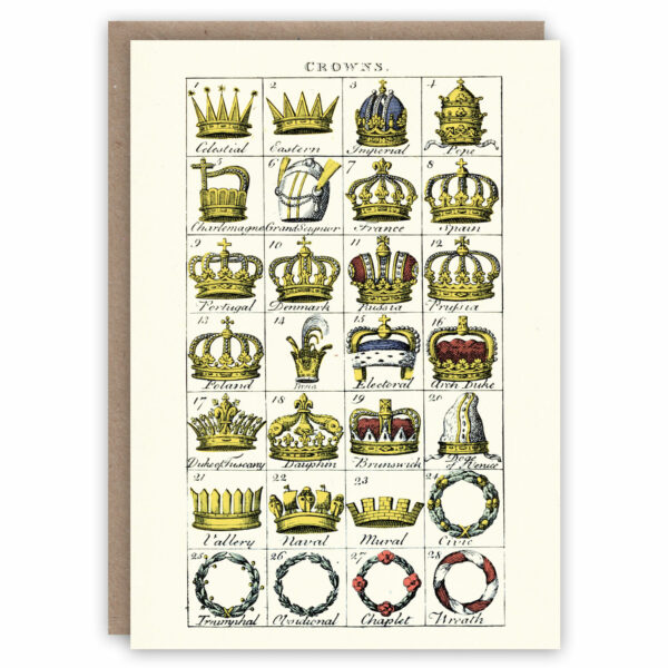 Types of royal crown greeting card