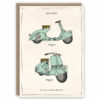 Greeting card illustrating the design of Vespa scooter