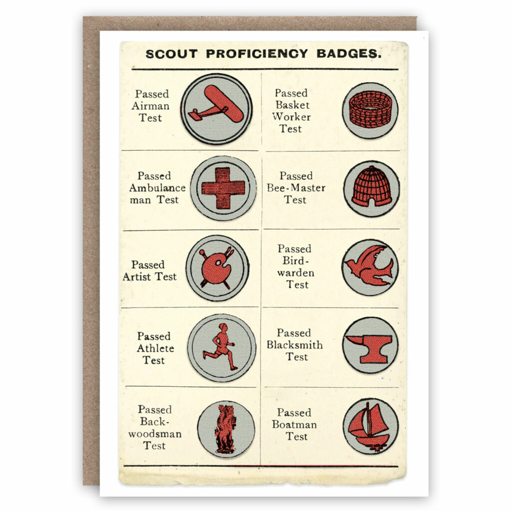 Vintage scout badges greeting card