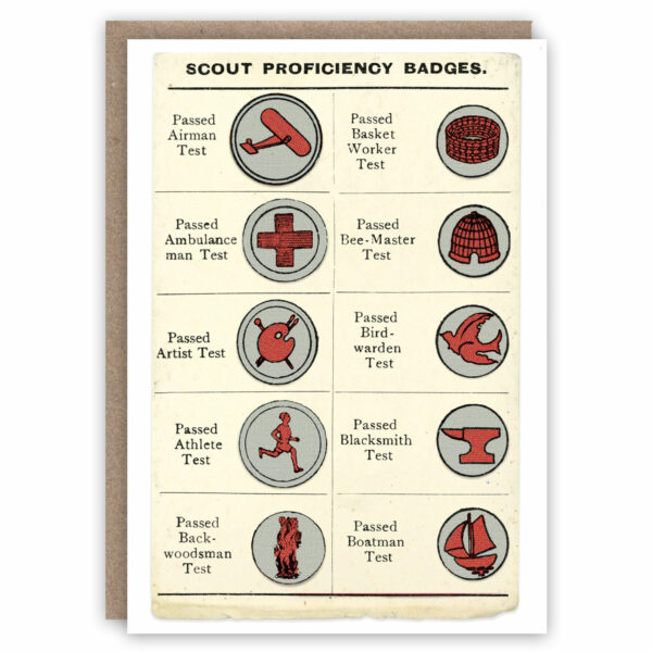 Vintage scout badges greeting card