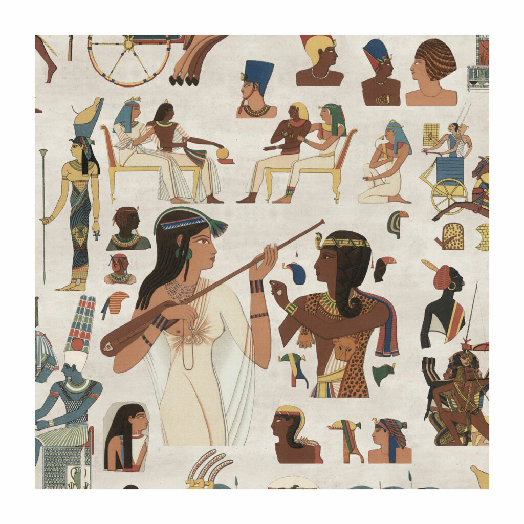 Detail from wrapping paper adapted from Auguste Racinet's illustrations of Egyptian costume