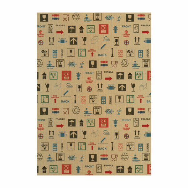 Wrapping paper with pattern made from international packaging symbols