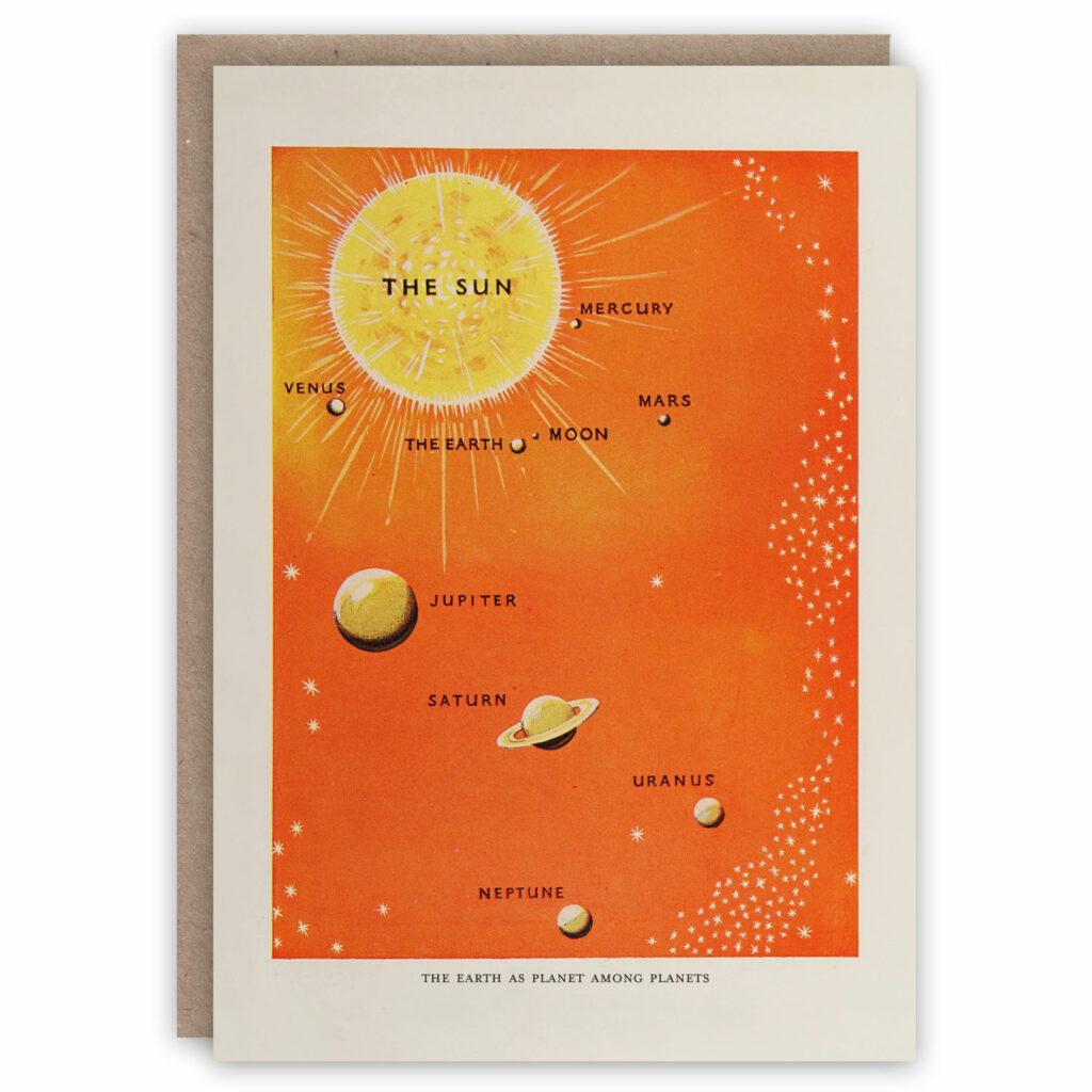 Vintage style solar system greeting card