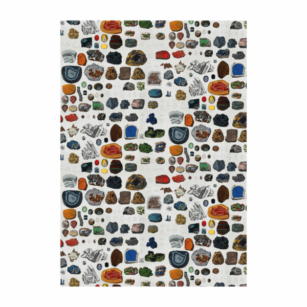 Wrapping paper illustrating types of crystals