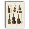 Greeting card illustrating types of violin