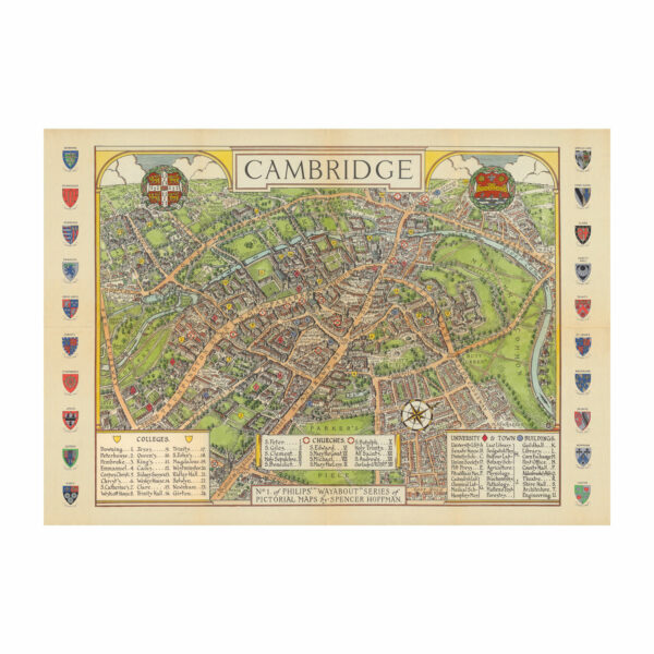 Vintage map of Cambridge colleges