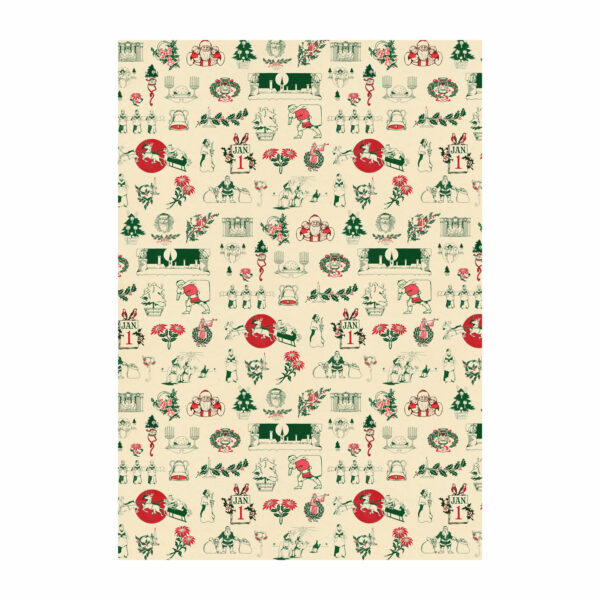 Vintage style Christmas wrapping paper illustrating printer's 'decorators'